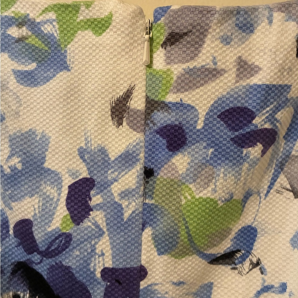 Adrianna Papell White Floral V-Neck Sheath Dress Watercolor EUC 4 Wedding Summer - Picture 6 of 11